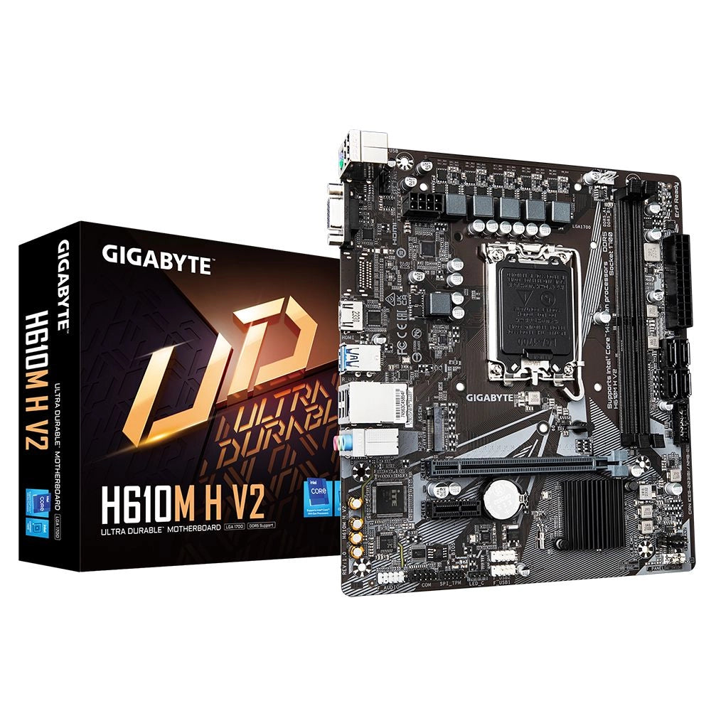 Gigabyte h610m h v2 scheda madre - supporta processori intel core 14th cpus, 4+1+1 hybrid digital vrm, up to 5600mhz ddr5, 1xpcie 3.0 m.2, gbe lan, usb 3.2 gen 1 - H610M-H-V2-D5