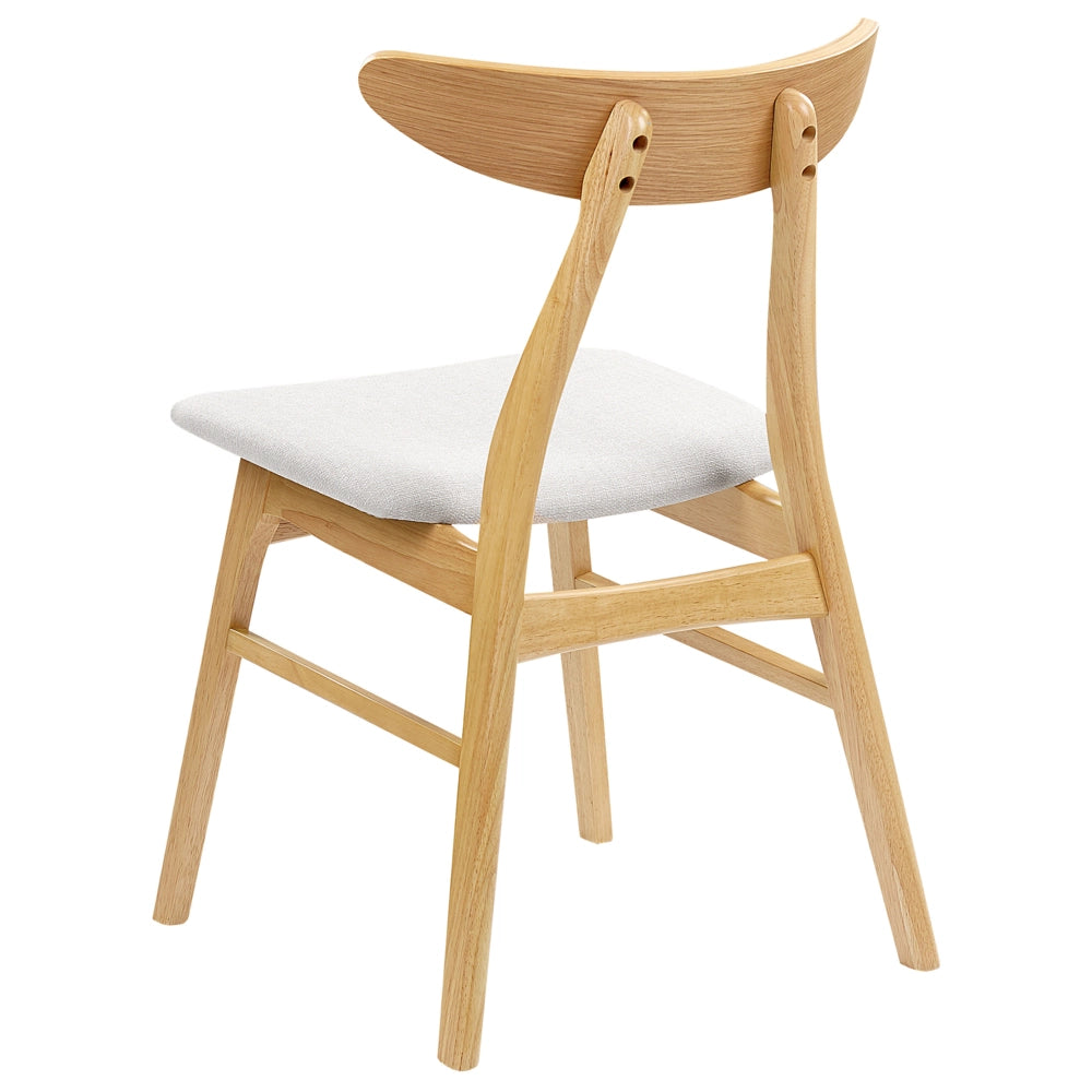 Set di 2 sedie da pranzo in tessuto di poliestere grigio struttura in legno scuro design rustico senza braccioli