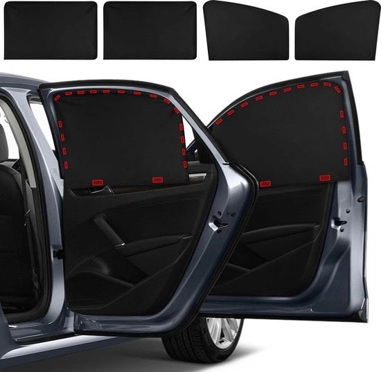 Zonwering per Auto per Bambini - 4 Pezzi di Rettifilo Magnetico per Finestre Laterali - Protezione UV Universale - Verduisteramento Vetri - Zonwering per Animali da Compagnia