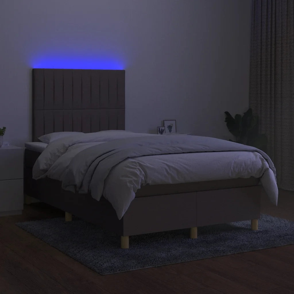 Letto a Molle con Materasso e LED Tortora 120x190 cm in Tessuto 3270264