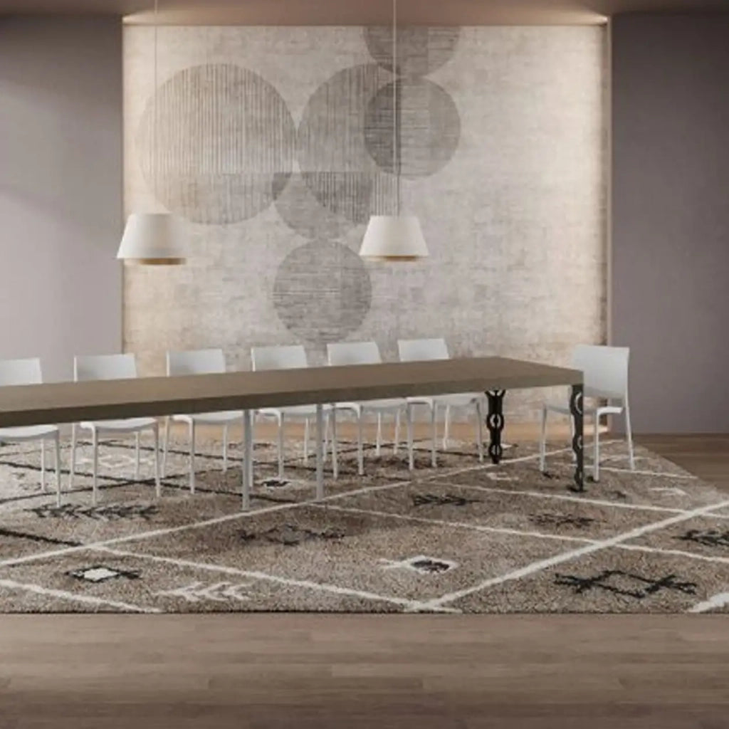 Tavolo allungabile 120/380x90 cm Karamay Premium tortora gambe antracite