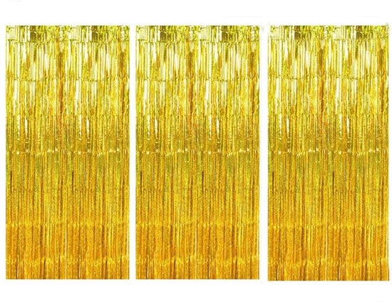 Gordiglio in Oro - 3 Pezzi - Tende per Porte in Foglia - Decorazione di Festa - Compleanno/ Matrimonio - Dimensioni 1m x 2m - Tenda Decorativa