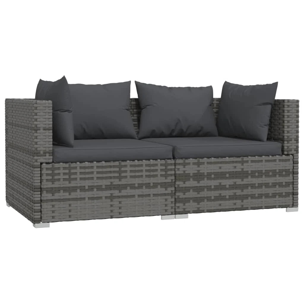 Mobili da giardino mobili da esterno Set di mobili da 3 pezzi con cuscini grigi in resina intrecciata 02_0015976