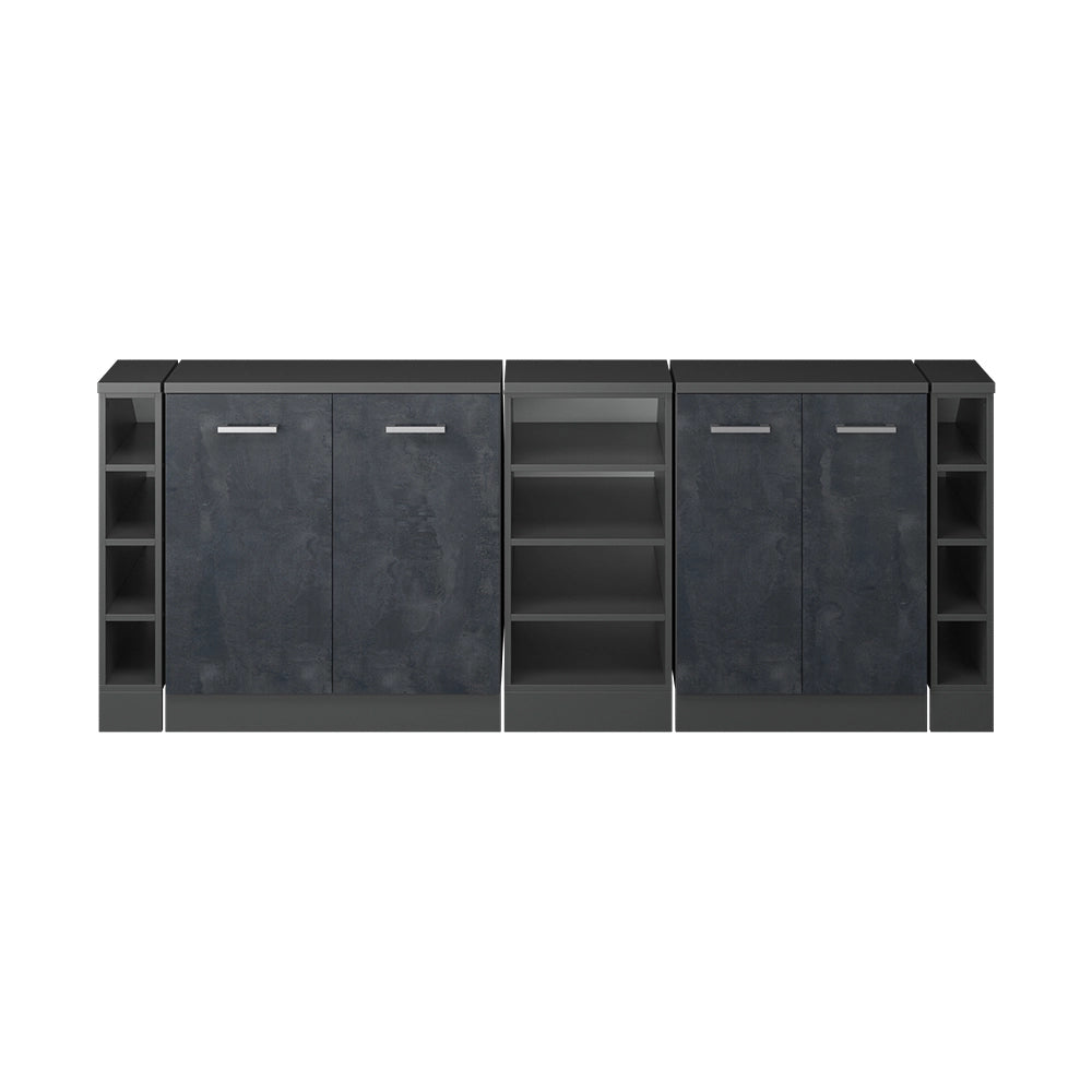 Set di mobili sottotetto Rion Calce nera/Antracite 210 cm Set di 5 carcasse armadio profondità 60 cm Vicco