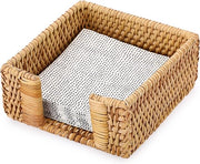 Servitori di cocktail in rattan quadrato - Dispensatore di tovaglie in tessuto per ristoranti - Cassetto di archiviazione per 5x5 tovaglie di carta - Ideale per decorazione di feste, bar, cucine e ristoranti