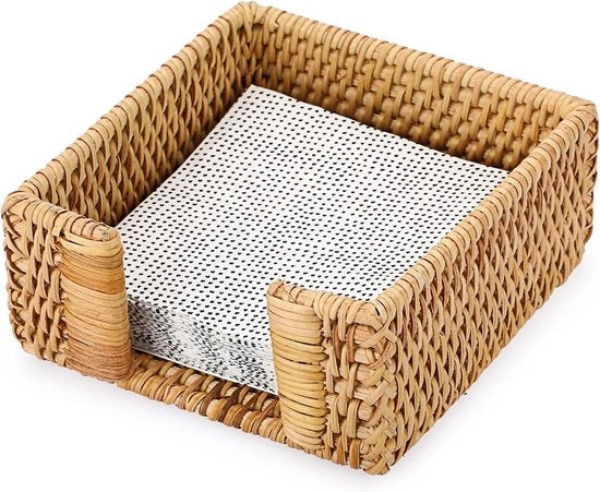 Servitori di cocktail in rattan quadrato - Dispensatore di tovaglie in tessuto per ristoranti - Cassetto di archiviazione per 5x5 tovaglie di carta - Ideale per decorazione di feste, bar, cucine e ristoranti