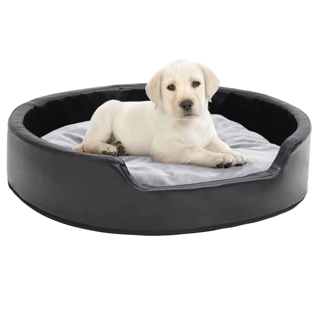 Lettino per Cani Nero e Grigio 79x70x19 cm Peluche e Similpelle cod mxl 53971