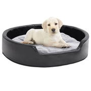 Lettino per Cani Nero e Grigio 79x70x19 cm Peluche e Similpelle cod mxl 53971