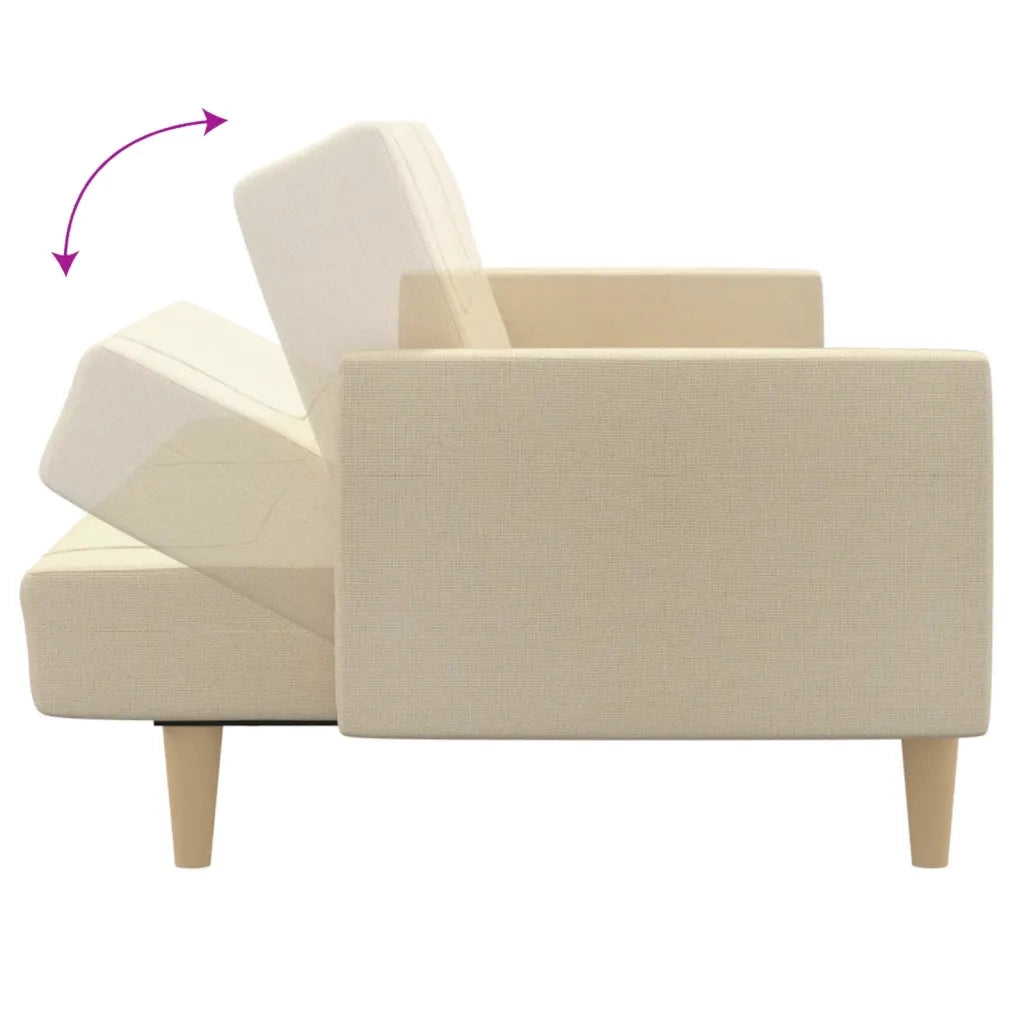 Divano Letto a 2 Posti Crema in Tessuto 375787