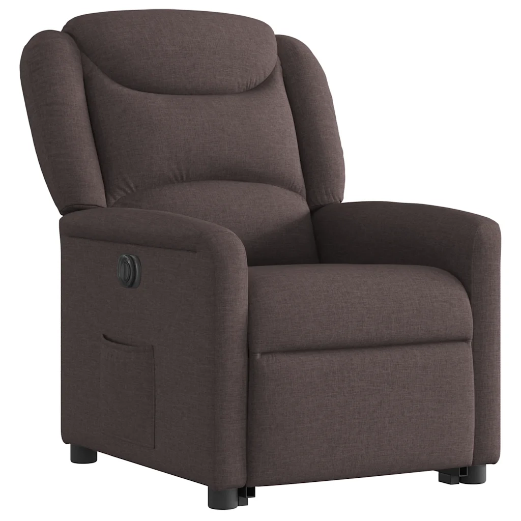 Poltrona Alzapersona Reclinante Elettrica Marrone Scuro Tessuto 3303219