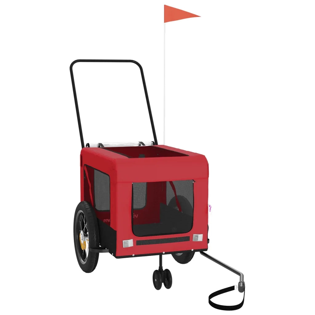 Rimorchio da Bici per Animali Rosso e Nero Oxford e Ferro 93929