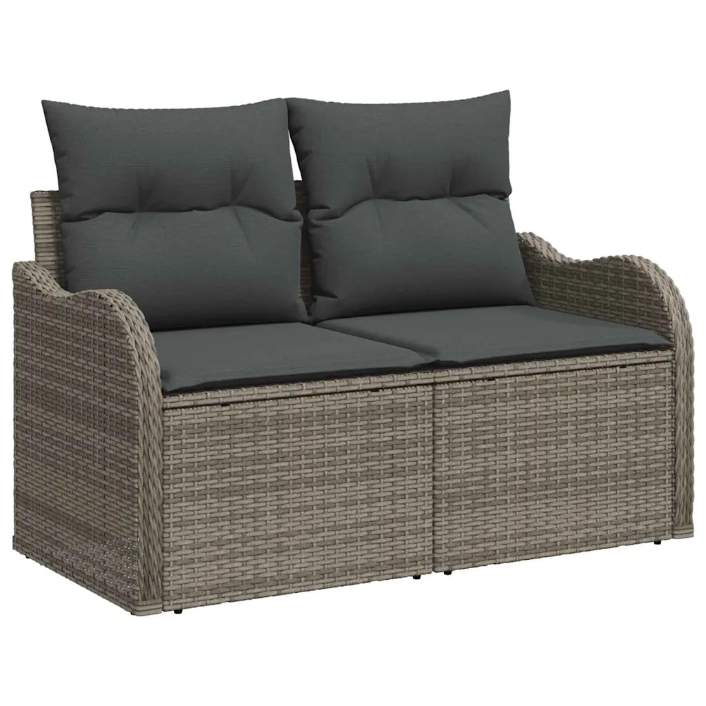 Set Divano da Giardino 11 pcs Grigio Rattan in Polipropilene