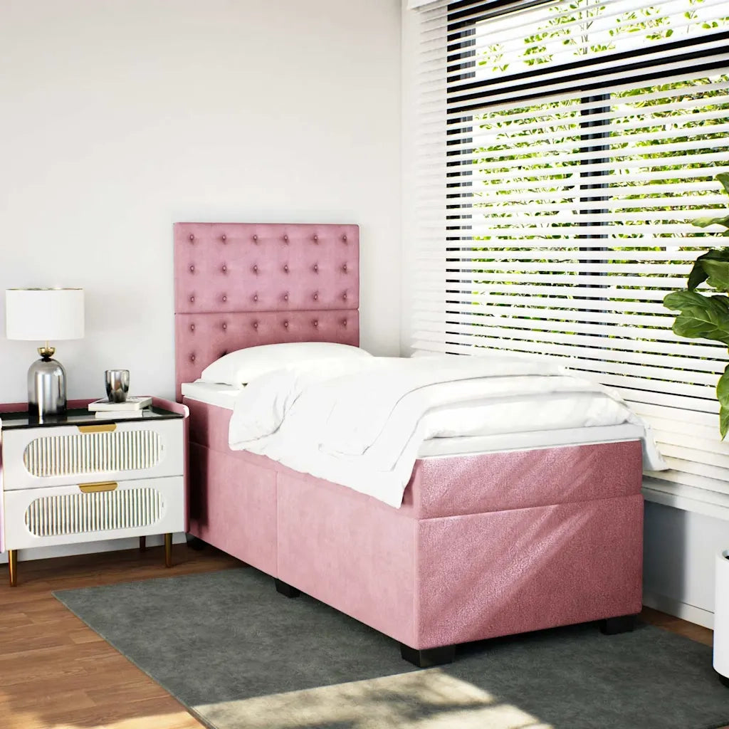 Giroletto a Molle con Materasso Rosa 90x190 cm in Velluto 3293103