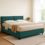Derby, Letto Matrimoniale Sfoderabile Made in Italy, Verde Petrolio