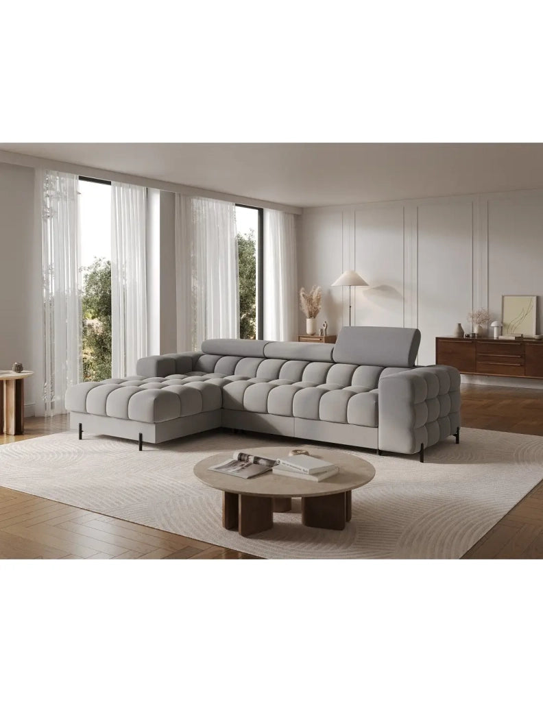 Divano ad angolo sinistro convertibile Grigio scuro mélange comfort premium 285x99x181cm FILTRO