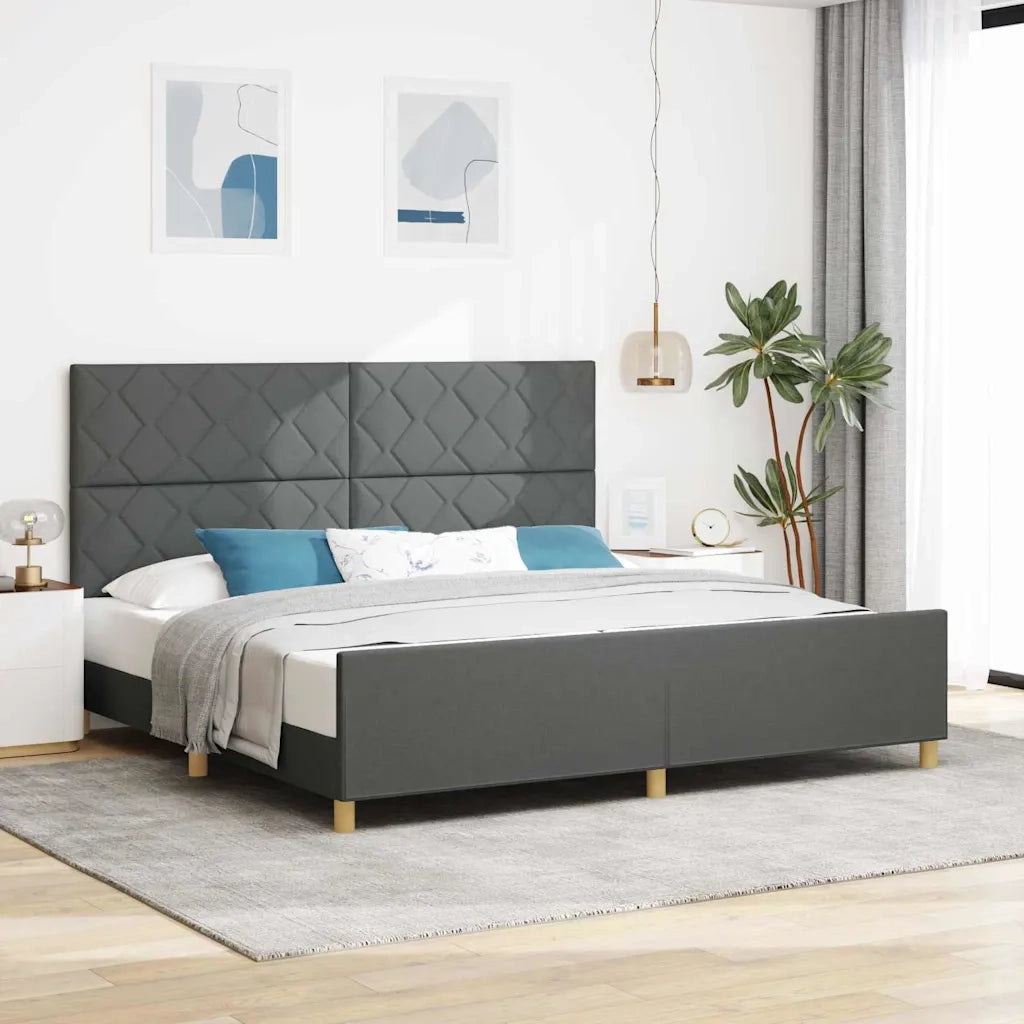 Struttura del letto Grigio scuro 200 x 200 cm Tessuto 3344831