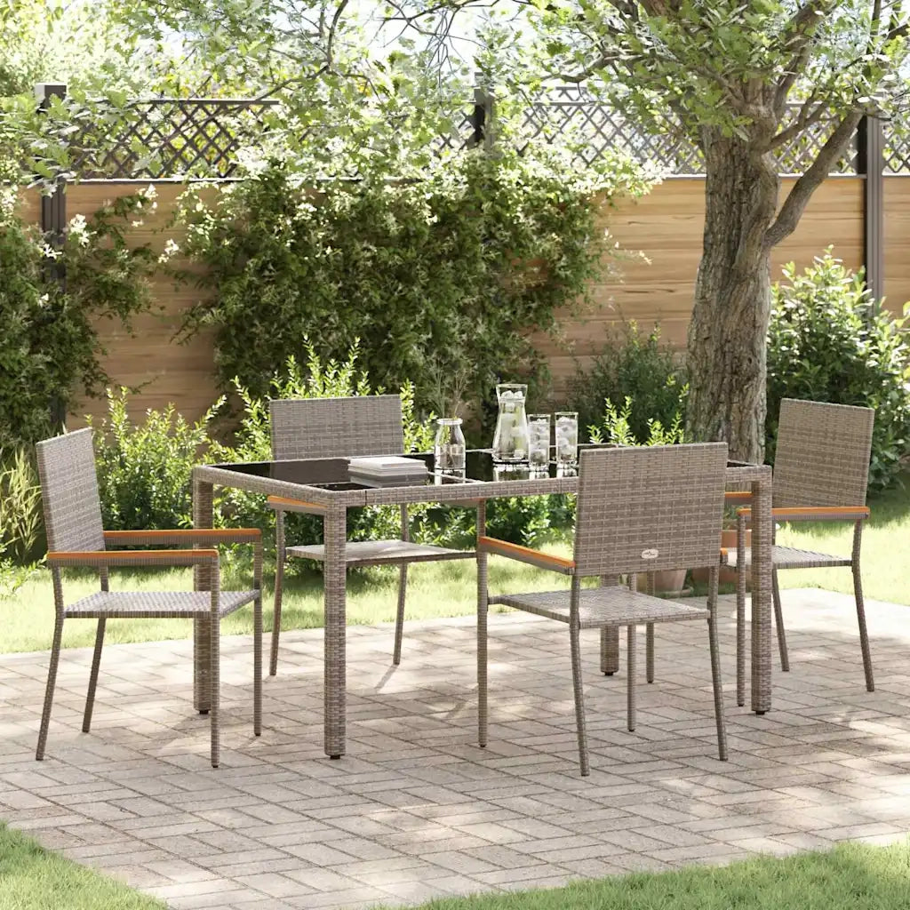 Set da Pranzo per Giardino 5 pz | Set Salotto da Giardino Grigio polyrattan