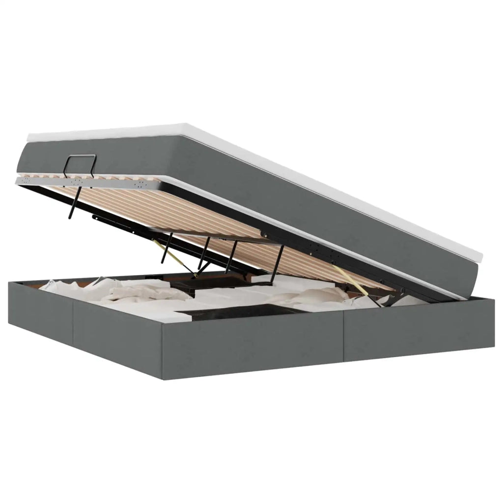 Letto con contenitore e materasso Grigio scuro 180 x 200 cm