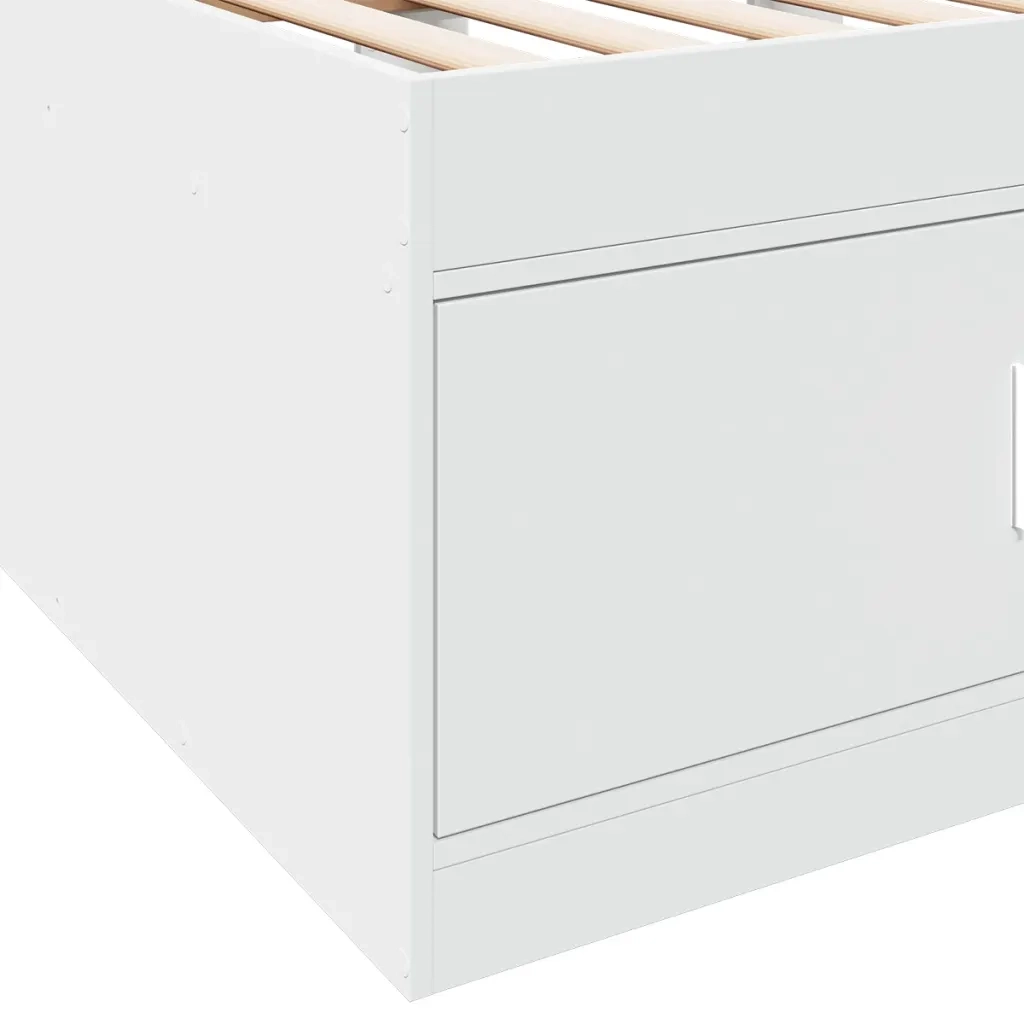 Divano Letto con Cassetti senza Materasso Bianco 100x200 cm 3280237