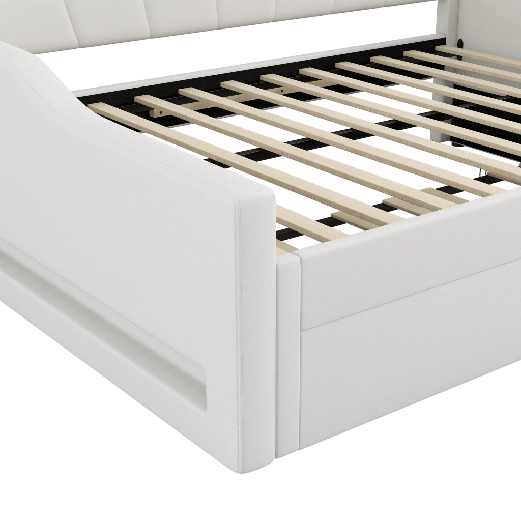 Tagesbett con funzione LED e letto estraibile in MDF impiallacciato e legno compensato 140x200 cm