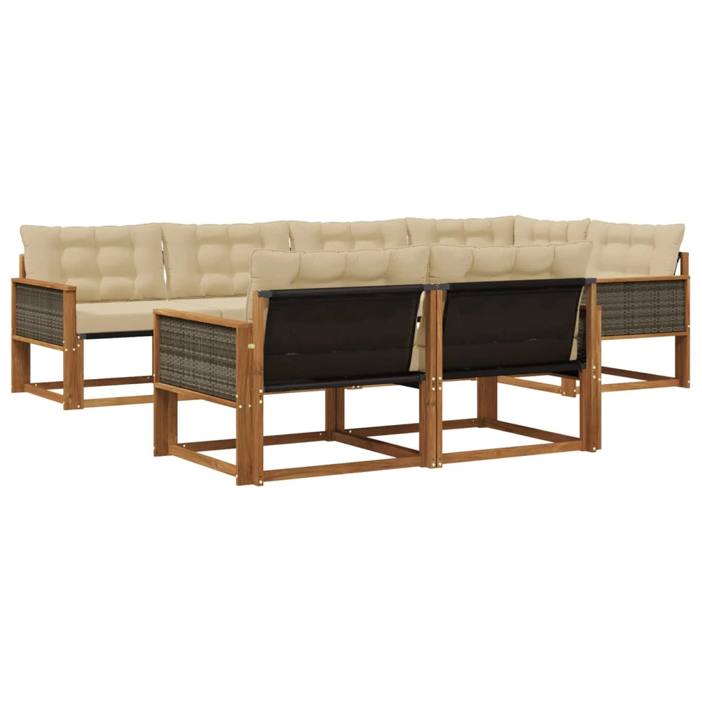 Set di divani da esterno 7 pz Naturale e Beige 3381485