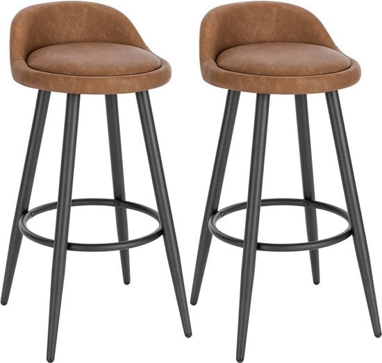 Set di 2 Barkrukken in Legno - Colore Miele - Con schienale - Sedili Bar Ergonomici - Cucina - Altezza 69cm