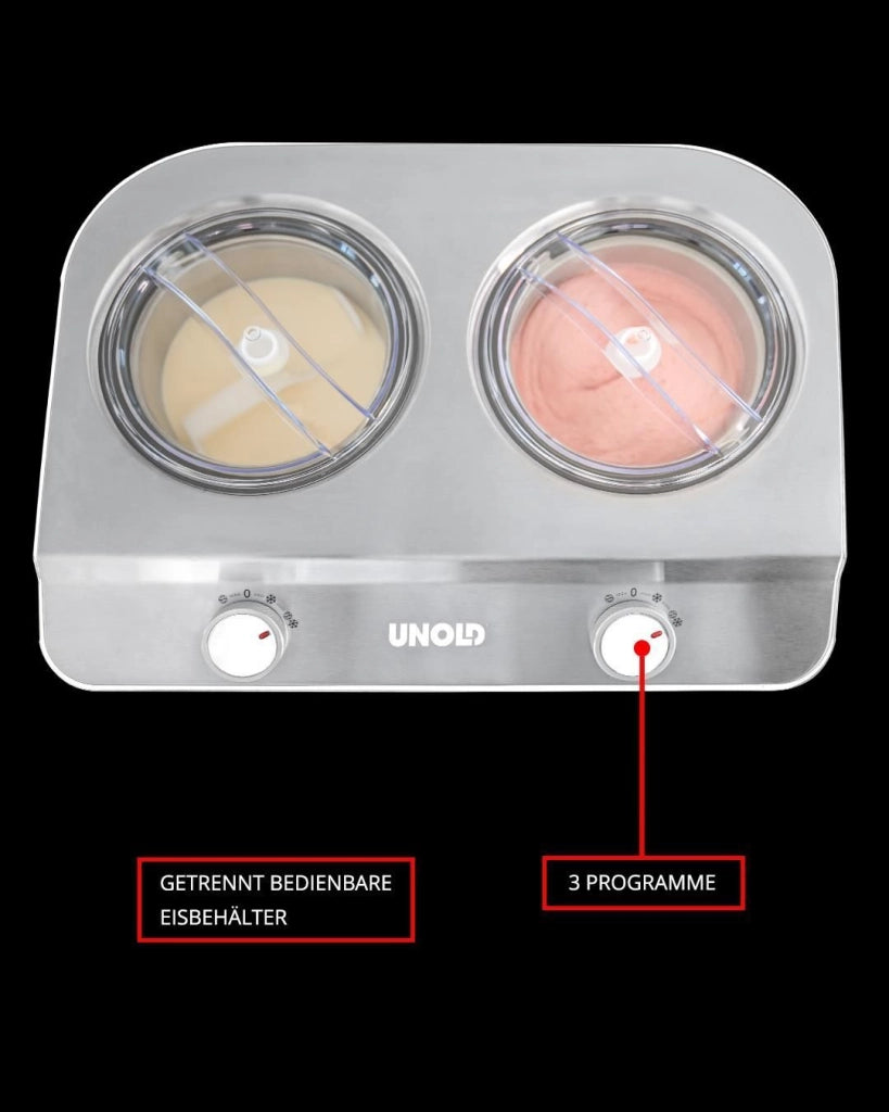 Unold Doppio Gelatiera compressore 2,4 L 250 W Acciaio satinato, Bianco