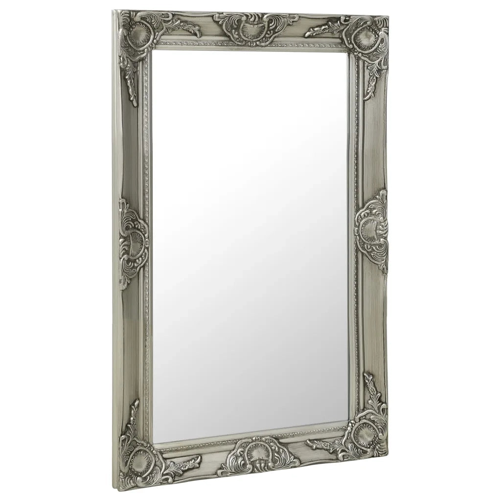 Specchio da Parete Stile Barocco-Specchio a Muro-Specchio Decorativo 50x80 cm Argento