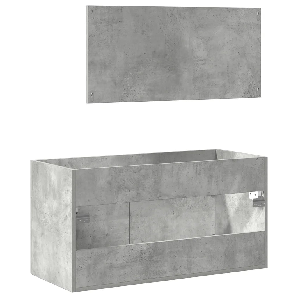 Mobile da Bagno con Specchio-Armadietto a Specchio da Bagno Grigio Cemento Legno Multistrato 592673