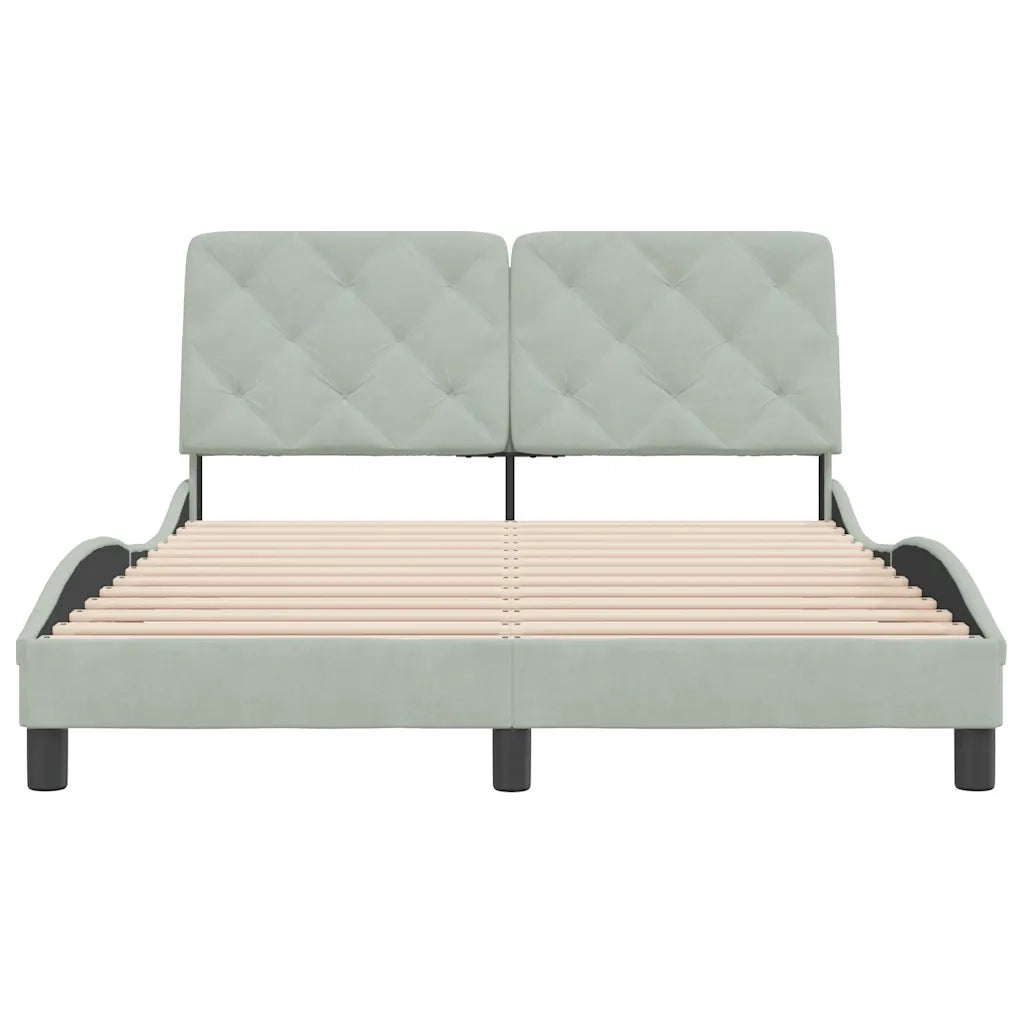 Giroletto senza Materasso Grigio Chiaro 140x190 cm Velluto