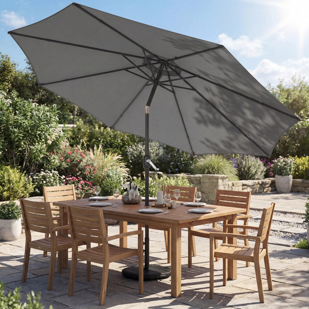 Ombrellone da giardino rotondo inclinabile ¨C zephmum ¨C Grigio Scuro ?300x250 cm