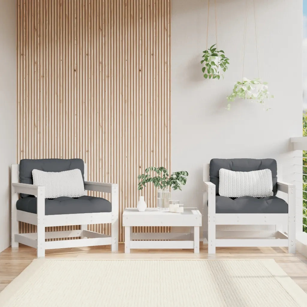 Sedia da patio-Sedie da Giardino 2 pz Bianche in Legno Massello di Pino 498208