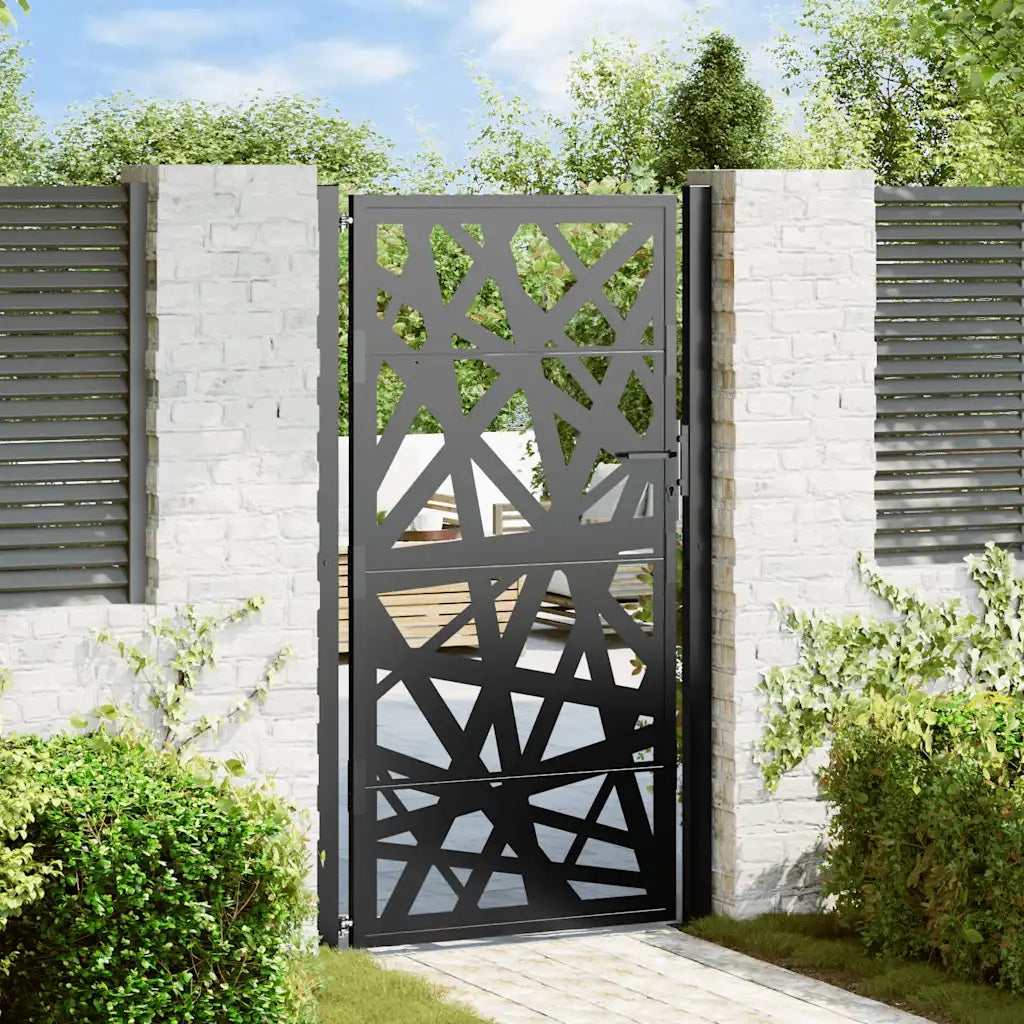 vidaXL Cancello Giardino Nero 105x180 cm in Acciaio Design Leggero