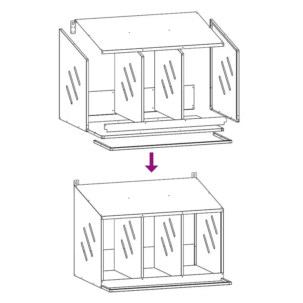 Nido per Polli con 3 Scomparti in Metallo Galvanizzato Argento CFW4536750
