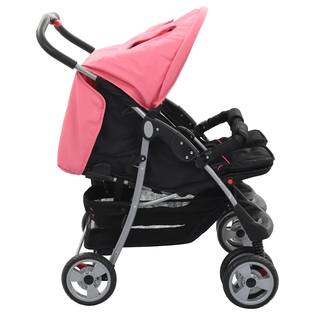 Passeggino Gemellare Rosa e Nero in Acciaio CFW3210438