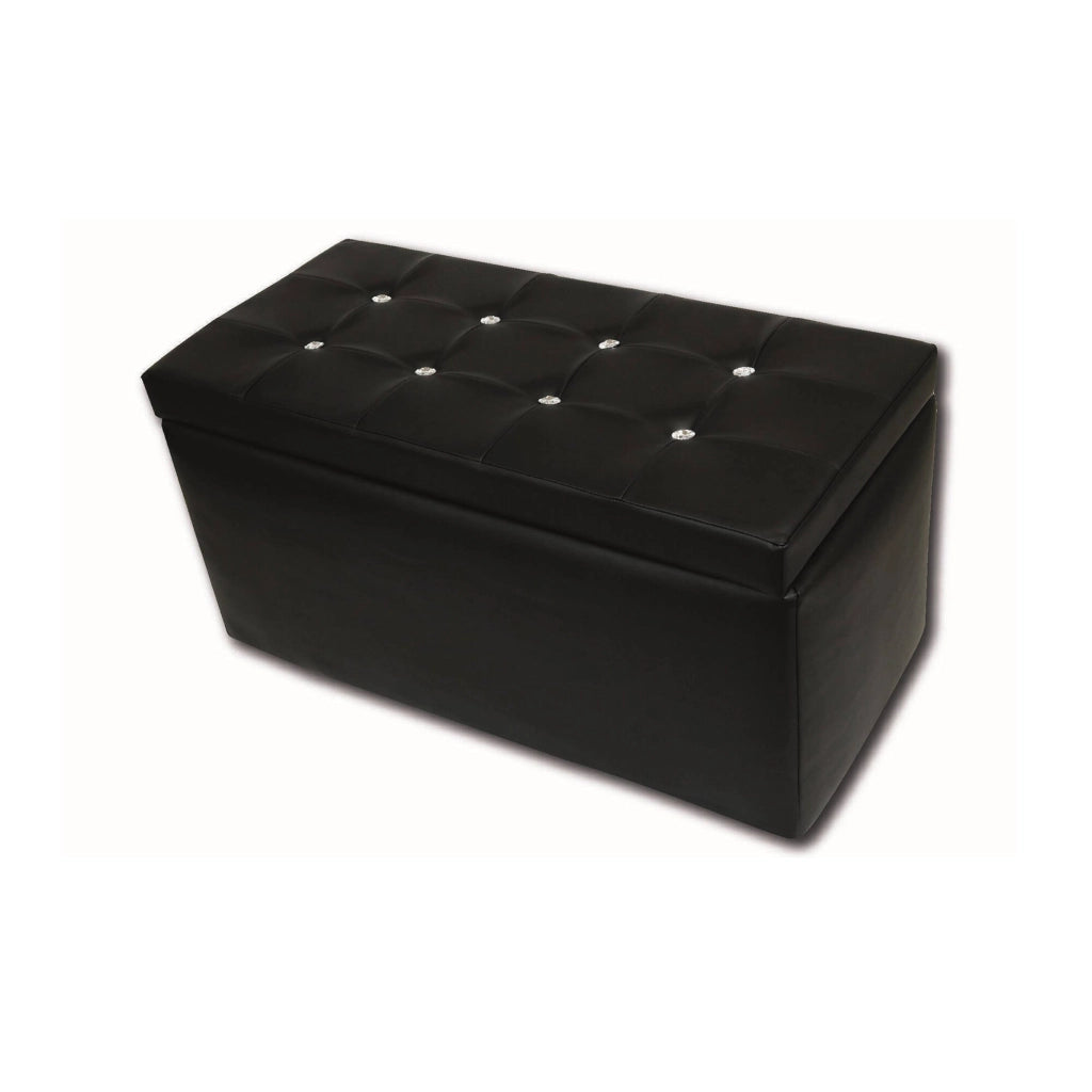 Pouf contenitore in Felicita, colore nero, Misure 90 x 45 x 45 cm