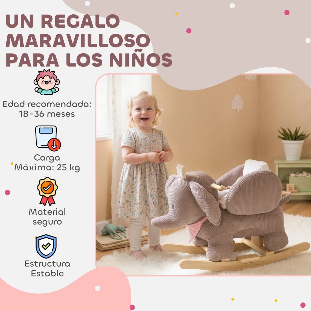 Dondolo per Bambini con Suono ¨C Zephmum ¨C Legno Naturale
