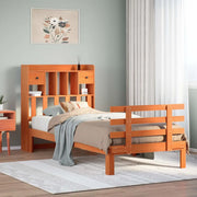 Letto Libreria senza Materasso Marrone Cera 75x190 cm in Pino 3322806