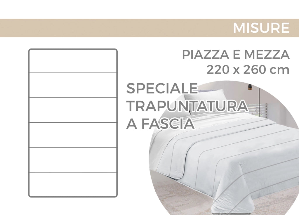 Quilt Trapuntino Piumino Estivo 100gr/mq Microfibra Diadema Acquarello - Piazza E Mezza - Azzurro D17