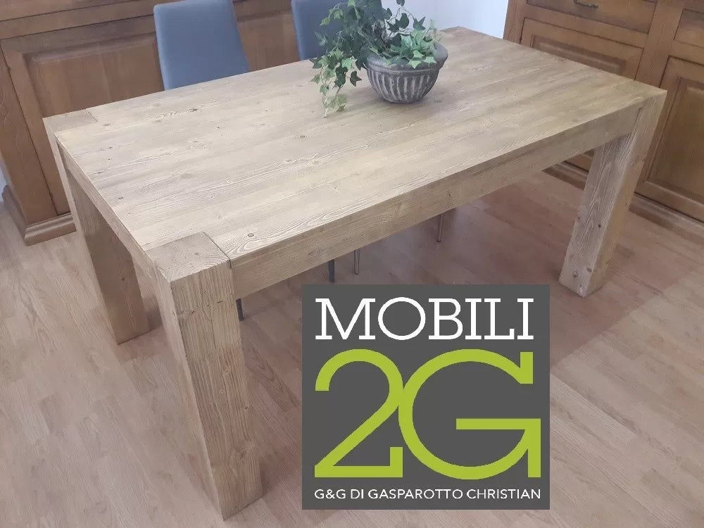 Tavolo rettangolare allungabile tinta rovere naturale in abete spazzolato 140x90 (854) - Mobili 2G
