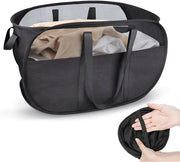 Wasmachine portatile 70L grande - Sacca da bucato trasportabile con maniglie e setaccio, sacca da bucato pieghevole, bucato per bagno, cameretta e viaggio, nero