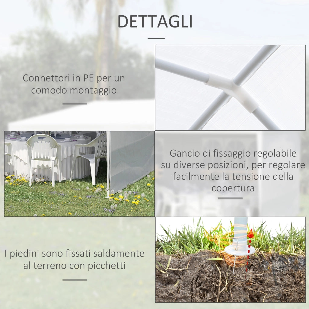 Tendone da Giardino Pieghevole ¨C Zephmum ¨C 5.83x2.95 m, Bianco, con Pannelli Rimovibili
