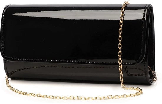 Clutch per donna in pelle, borsa da sera, borsa a spalla elegante per Natale, matrimonio, festa, gala, nera, standard
