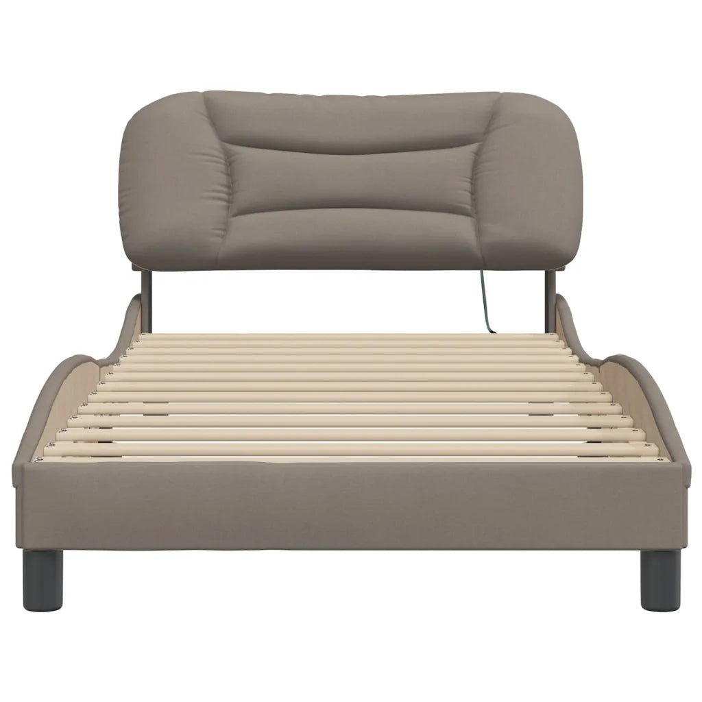 Giroletto con LED senza Materasso-Struttura Letto Hvar Tortora 100x200 cm in Tessuto