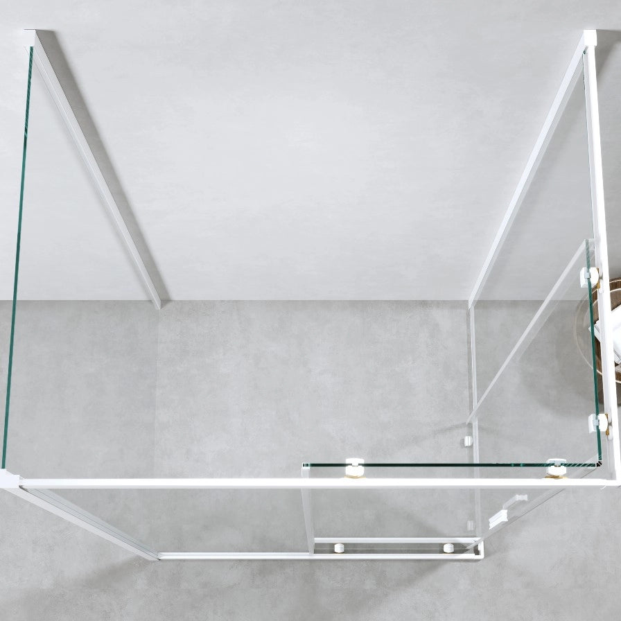 Box Doccia 3 Lati 80x120x80 Cm h190 Scorrevole Profili Bianco Opaco Vetro Trasparente| Neat