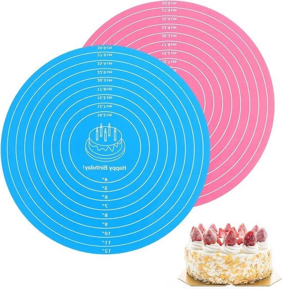 Mat di silicone - Matto rotondo grande - Mat di silicone antiaderente per la lavorazione della pasta - Mat per biscotti macarons pane - Rosa Blu