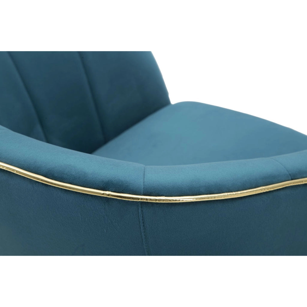 Poltrona Paris ottanio e gold in tessuto con gambe dorate – 62 x 58 x H 78 cm