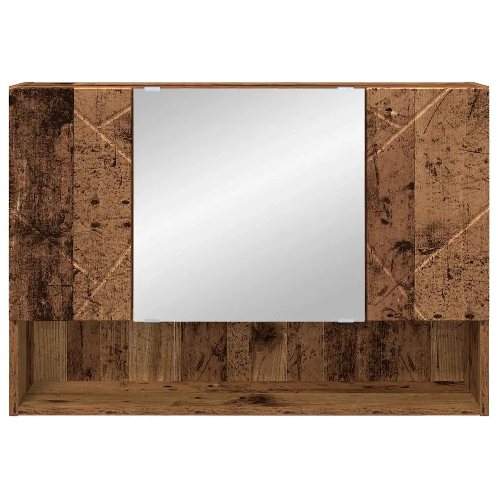 Mobiletto per specchio con porta-Armadietto a Specchio da Bagno Legno vecchio 80 x 17 x 55 cm