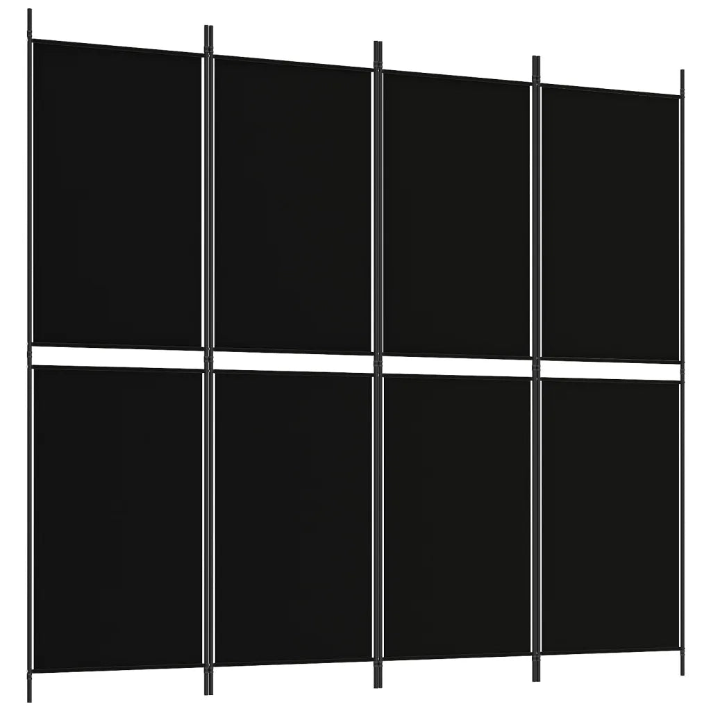 Divisorio a 4 Pannelli Nero 200x180 cm in Tessuto 350217