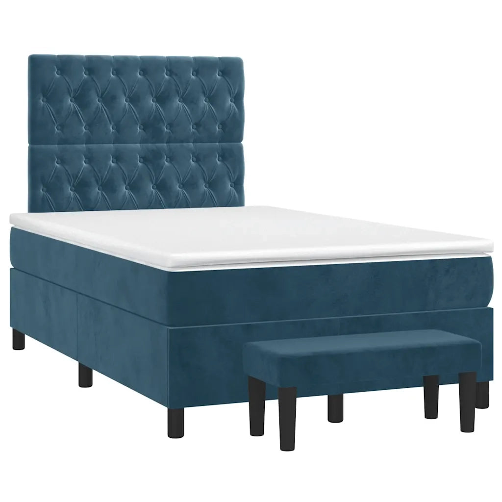 Giroletto a Molle con Materasso Blu Scuro 120x190 cm in Velluto